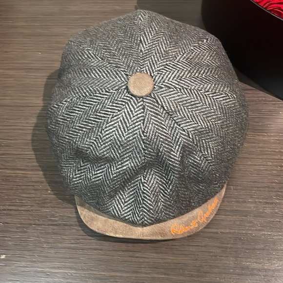 Robert Graham Wool Herringbone 8/4 Newsboy Cap Apple Jack Hat Suede Peaky Gatsby - Picture 2 of 5